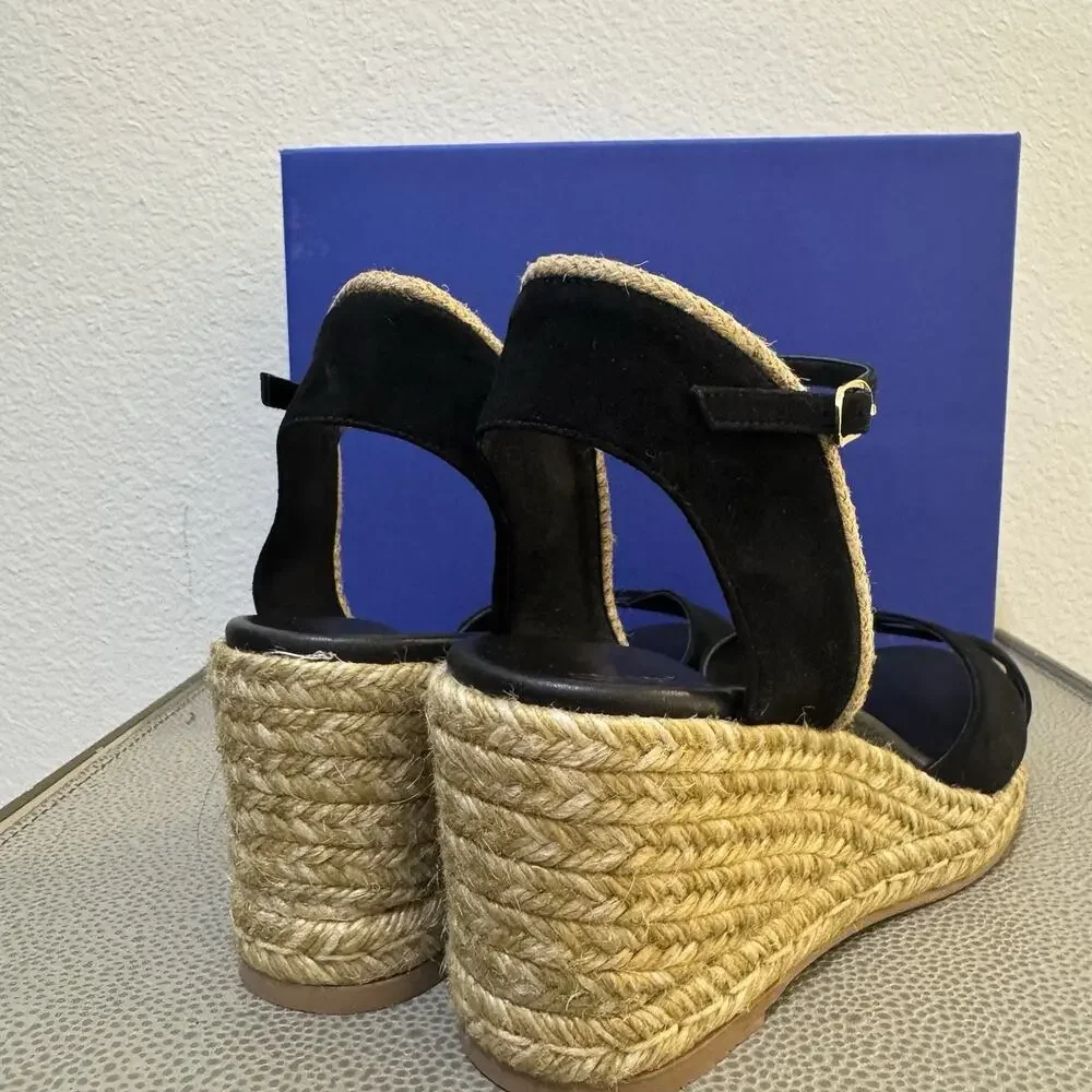 Stuart Weitzman Mirela II Espadrille Wedge Black Size 11